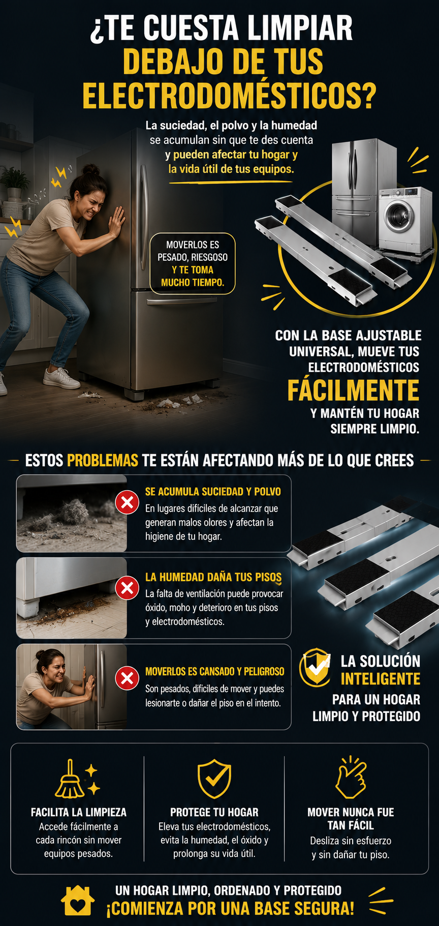 Soportes Base Ajustables Con Ruedas HomeRoll 2x1